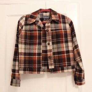 Vintage Plaid cropped chore jacket size small